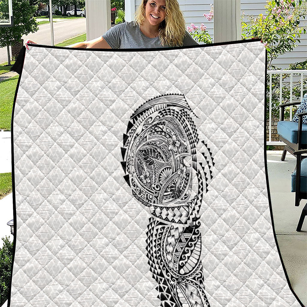 Hawaiian Traditional Tattoos Quilt Kakau Tribal Tropical Plant Motif White Color LT03 White - Polynesian Pride