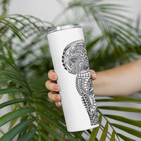 Hawaiian Traditional Tattoos Skinny Tumbler Kakau Tribal Tropical Plant Motif White Color LT03 - Polynesian Pride