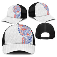 Hawaiian Traditional Tattoos Baseball Net Cap Kakau Tribal Tropical Plants Motif Hawaii Flag Color Inspired LT03 - Polynesian Pride