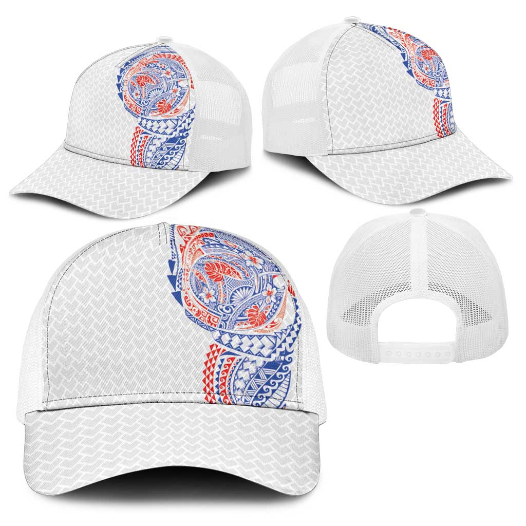 Hawaiian Traditional Tattoos Baseball Net Cap Kakau Tribal Tropical Plants Motif Hawaii Flag Color Inspired LT03 - Polynesian Pride