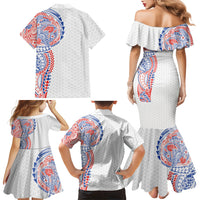 Hawaiian Traditional Tattoos Family Matching Mermaid Dress and Hawaiian Shirt Kakau Tribal Tropical Plant Motif Hawaii Flag Color Inspired LT03 - Polynesian Pride