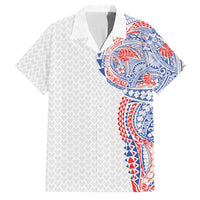 Hawaiian Traditional Tattoos Family Matching Mermaid Dress and Hawaiian Shirt Kakau Tribal Tropical Plant Motif Hawaii Flag Color Inspired LT03 Dad's Shirt - Short Sleeve Multicolor - Polynesian Pride