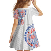 Hawaiian Traditional Tattoos Family Matching Short Sleeve Bodycon Dress and Hawaiian Shirt Kakau Tribal Tropical Plant Motif Hawaii Flag Color Inspired LT03 - Polynesian Pride