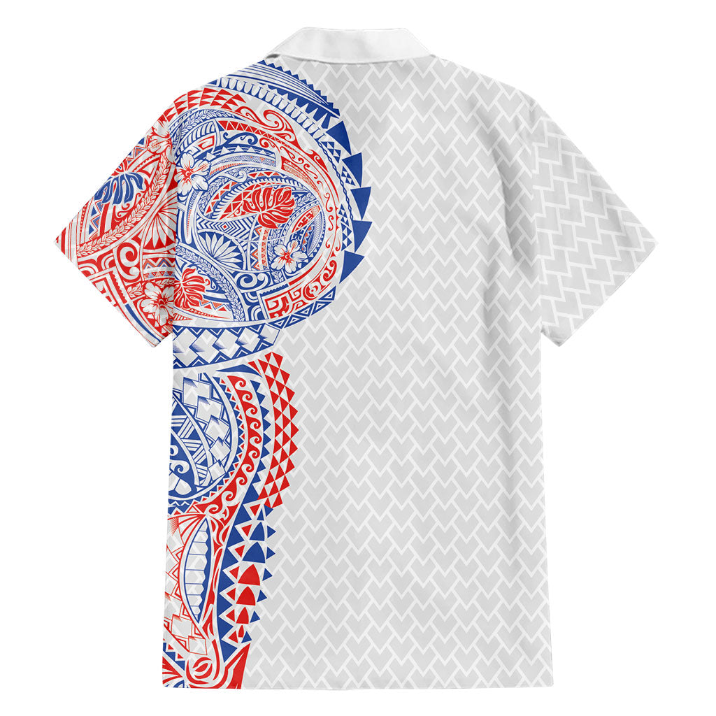 Hawaiian Traditional Tattoos Family Matching Short Sleeve Bodycon Dress and Hawaiian Shirt Kakau Tribal Tropical Plant Motif Hawaii Flag Color Inspired LT03 - Polynesian Pride