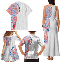 Hawaiian Traditional Tattoos Family Matching Tank Maxi Dress and Hawaiian Shirt Kakau Tribal Tropical Plant Motif Hawaii Flag Color Inspired LT03 - Polynesian Pride