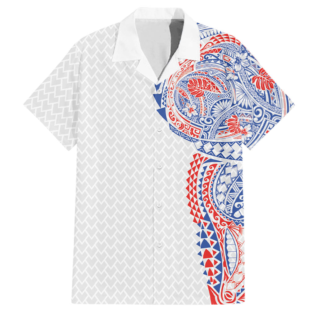 Hawaiian Traditional Tattoos Family Matching Tank Maxi Dress and Hawaiian Shirt Kakau Tribal Tropical Plant Motif Hawaii Flag Color Inspired LT03 Dad's Shirt - Short Sleeve Multicolor - Polynesian Pride