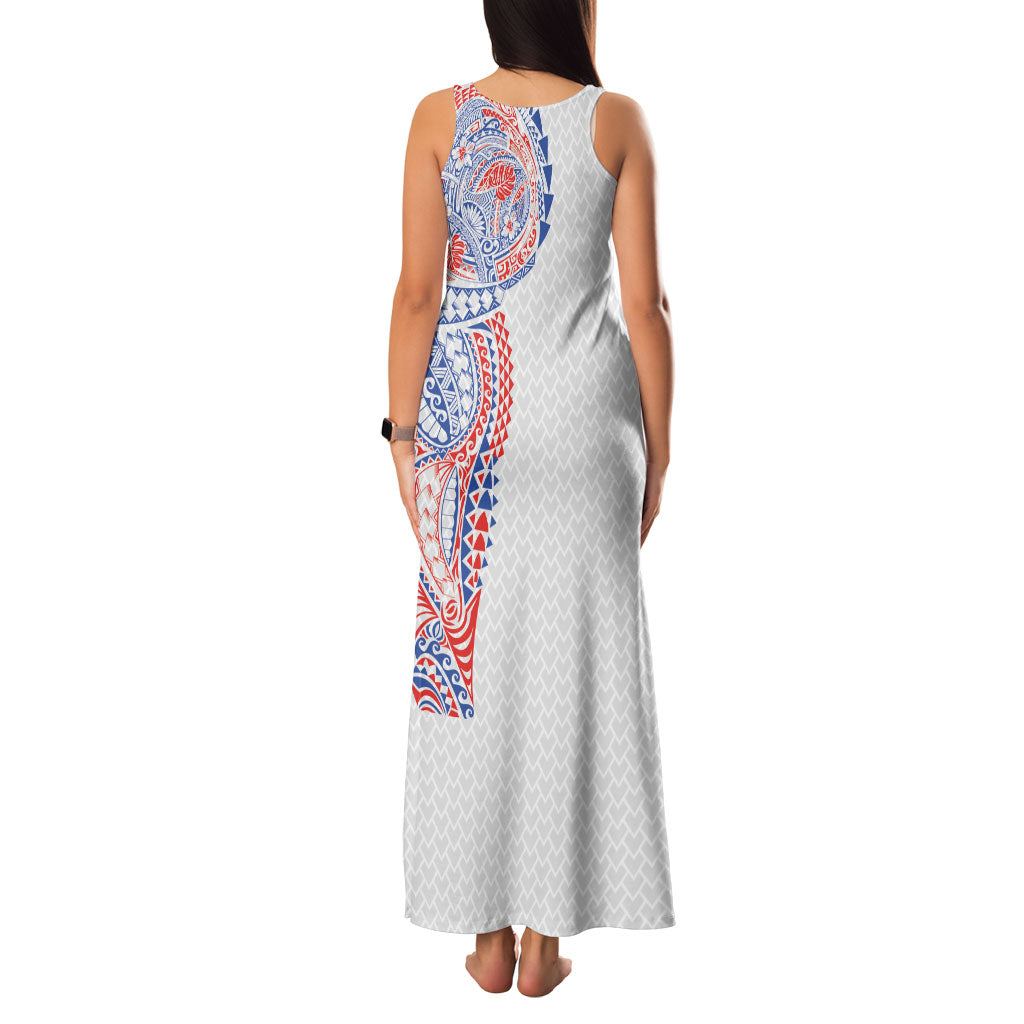 Hawaiian Traditional Tattoos Family Matching Tank Maxi Dress and Hawaiian Shirt Kakau Tribal Tropical Plant Motif Hawaii Flag Color Inspired LT03 - Polynesian Pride