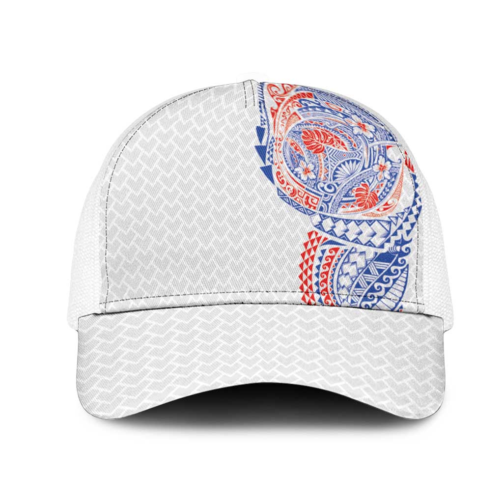 Hawaiian Traditional Tattoos Mesh Trucker Cap Kakau Tribal Tropical Plants Motif Hawaii Flag Color Inspired
