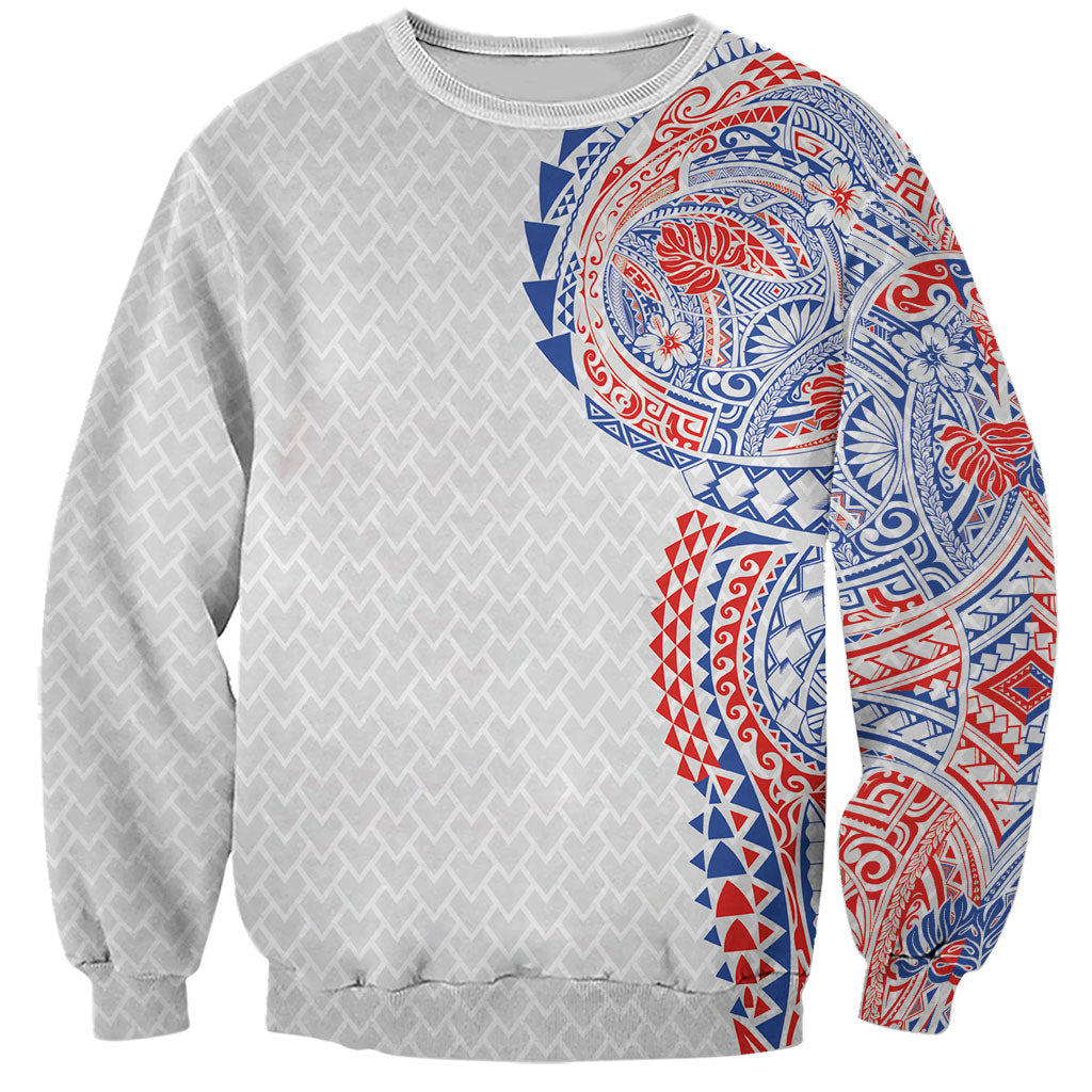 Hawaiian Traditional Tattoos Sweatshirt Kakau Tribal Tropical Plant Motif Hawaii Flag Color Inspired LT03 Unisex Multicolor - Polynesian Pride