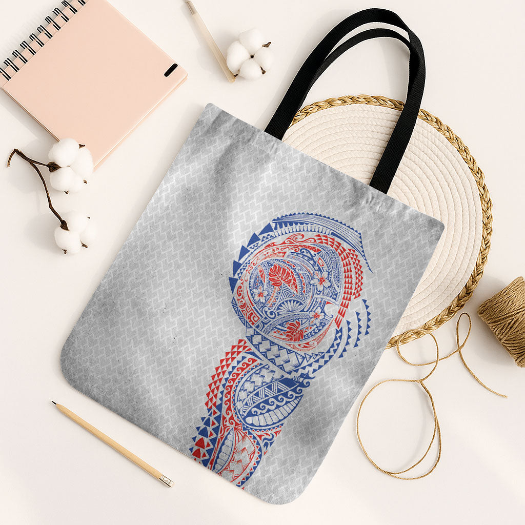 Hawaiian Traditional Tattoos Tote Bag Kakau Tribal Tropical Plant Motif Hawaii Flag Color Inspired