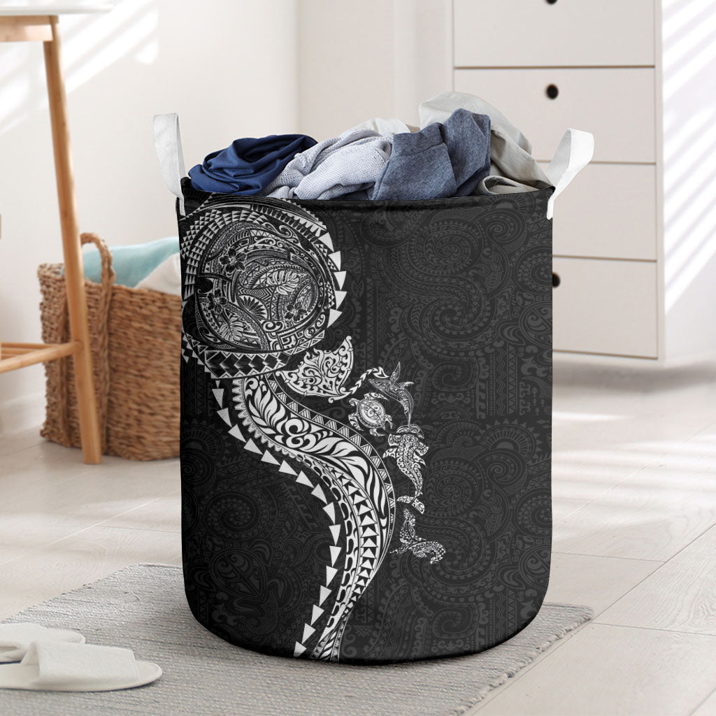Hawaiian Kakau Tribal Sea Animals Tattoos Laundry Basket Black Color LT03 Black - Polynesian Pride