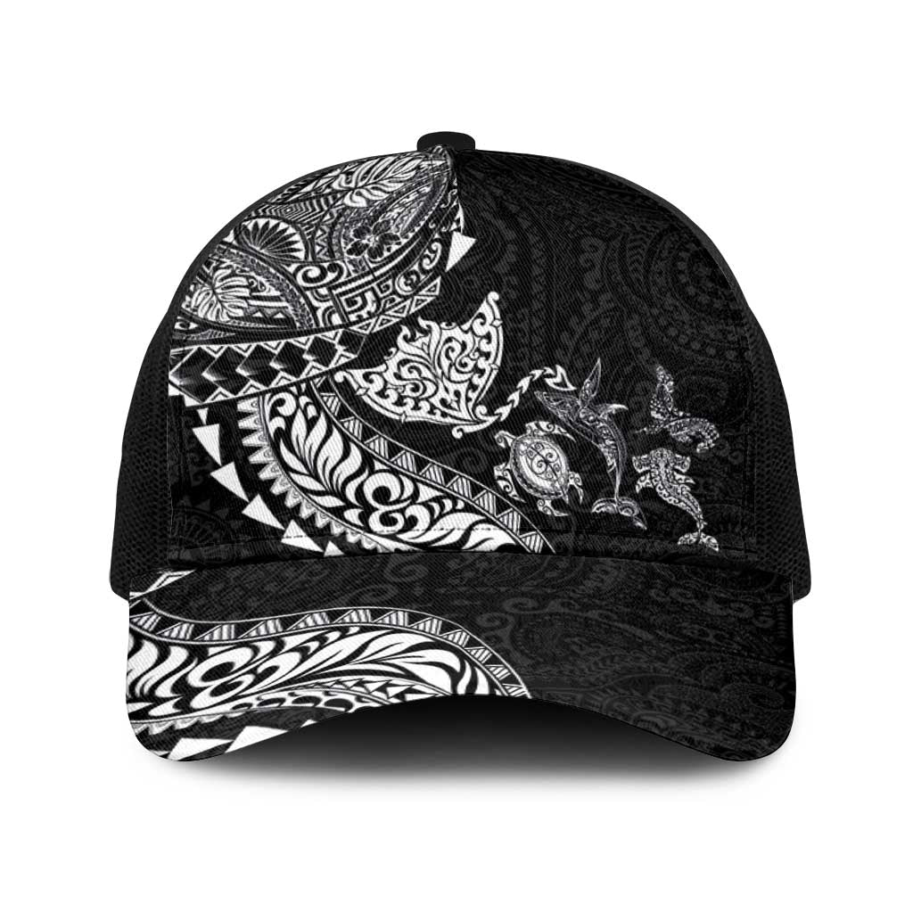 Hawaiian Kakau Tribal Sea Animals Tattoos Baseball Net Cap Black Color