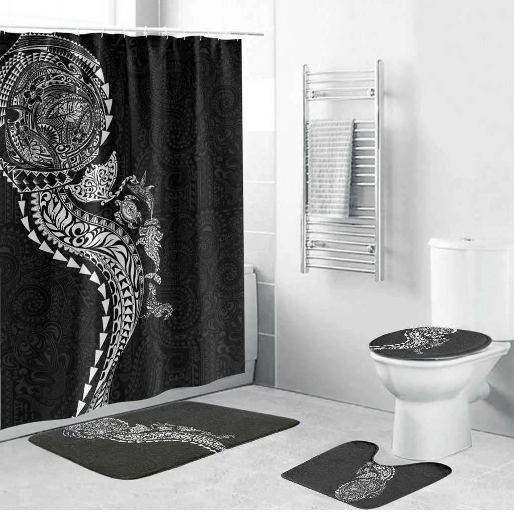 Hawaiian Kakau Tribal Sea Animals Tattoos Bathroom Set Black Color
