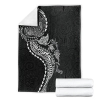 Hawaiian Kakau Tribal Sea Animals Tattoos Blanket Black Color