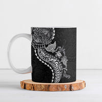Hawaiian Kakau Tribal Sea Animals Tattoos Ceramic Mug Black Color