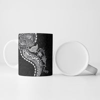 Hawaiian Kakau Tribal Sea Animals Tattoos Ceramic Mug Black Color