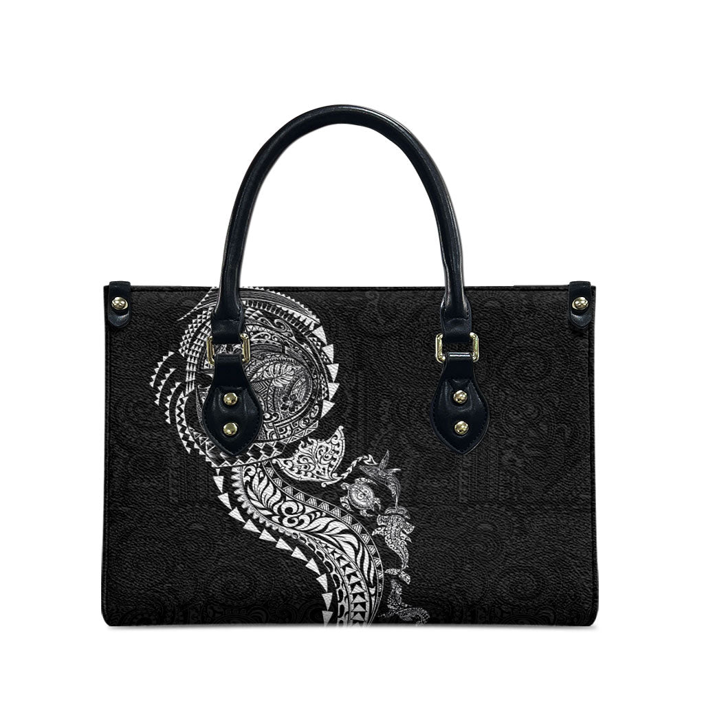 Hawaiian Kakau Tribal Sea Animals Tattoos Leather Bag Black Color LT03 - Polynesian Pride