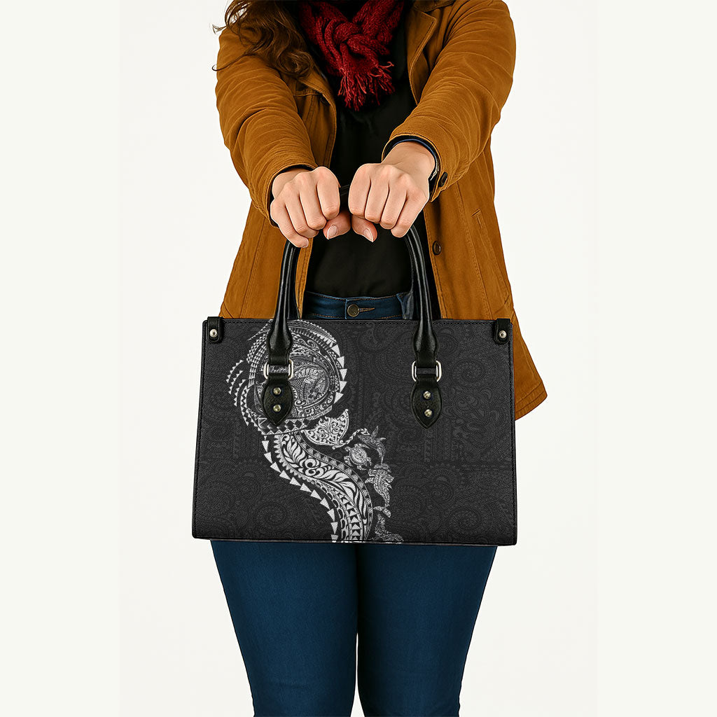 Hawaiian Kakau Tribal Sea Animals Tattoos Leather Bag Black Color LT03 - Polynesian Pride