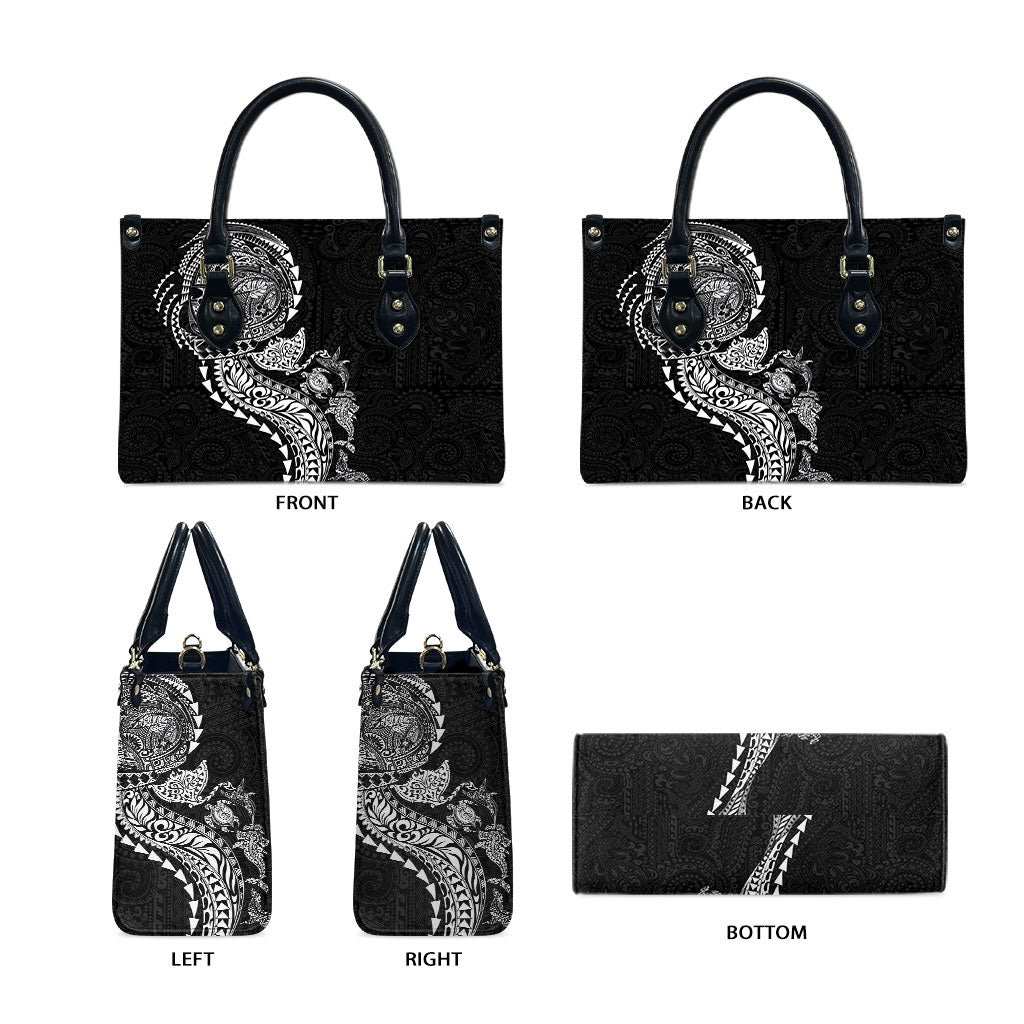 Hawaiian Kakau Tribal Sea Animals Tattoos Leather Bag Black Color LT03 - Polynesian Pride