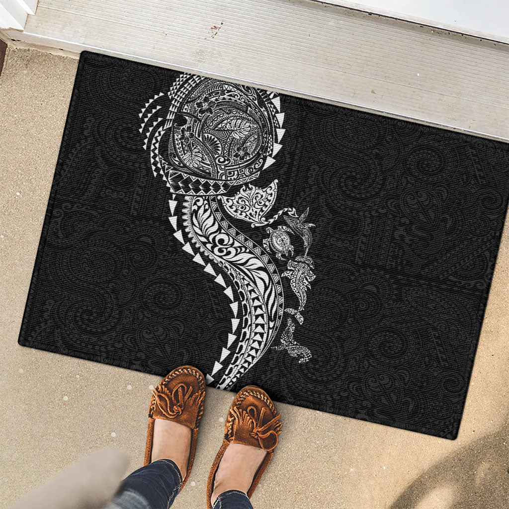 Hawaiian Kakau Tribal Sea Animals Tattoos Rubber Doormat Black Color LT03 - Polynesian Pride