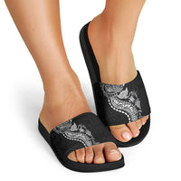 Hawaiian Kakau Tribal Sea Animals Tattoos Slide Sandals Black Color LT03 - Polynesian Pride
