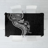 Hawaiian Kakau Tribal Sea Animals Tattoos Tablecloth Black Color