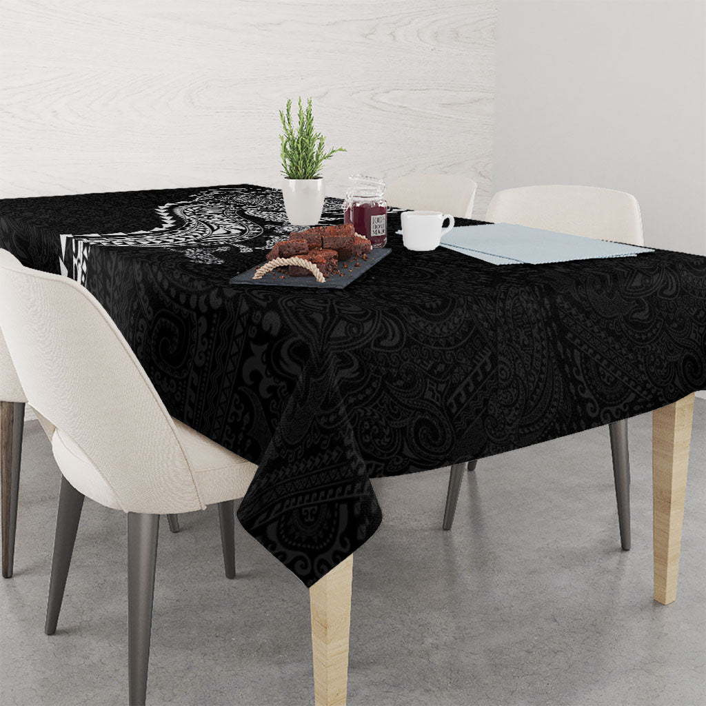 Hawaiian Kakau Tribal Sea Animals Tattoos Tablecloth Black Color