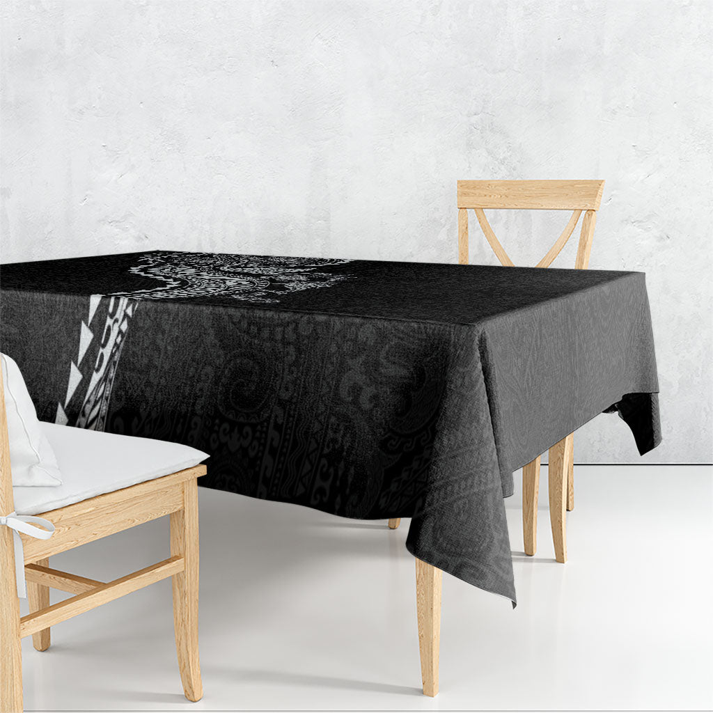 Hawaiian Kakau Tribal Sea Animals Tattoos Tablecloth Black Color