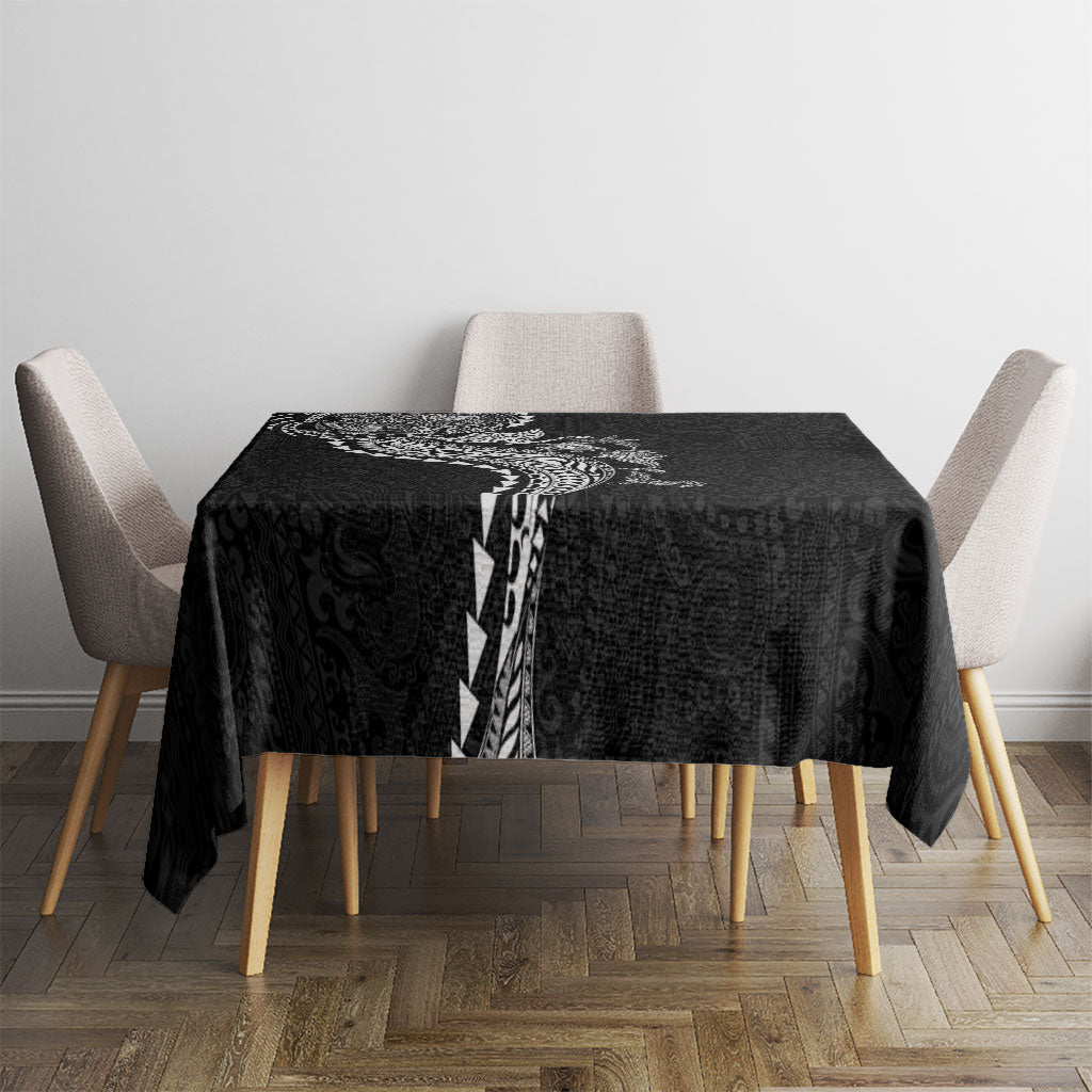 Hawaiian Kakau Tribal Sea Animals Tattoos Tablecloth Black Color