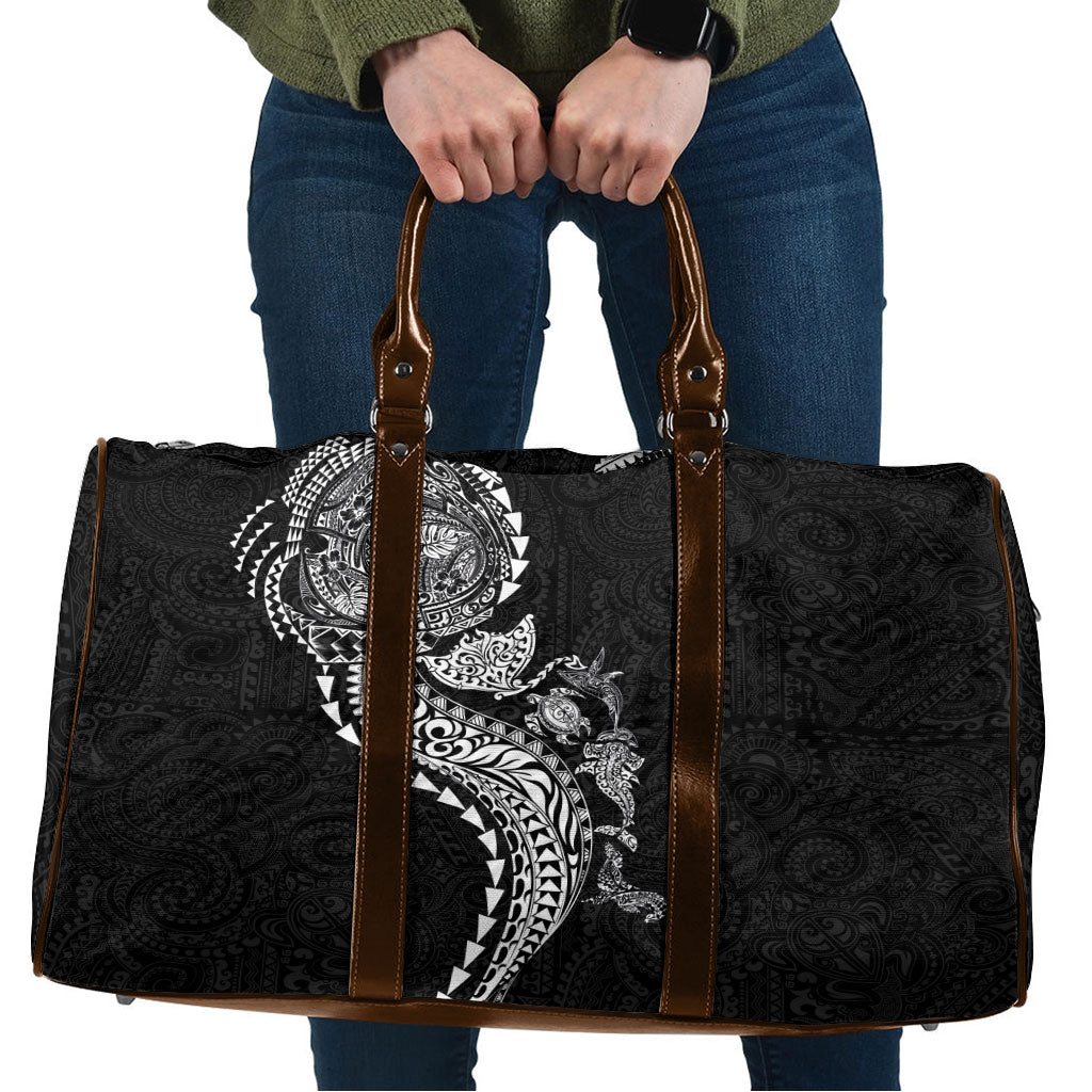 Hawaiian Kakau Tribal Sea Animals Tattoos Travel Bag Black Color LT03 Black - Polynesian Pride