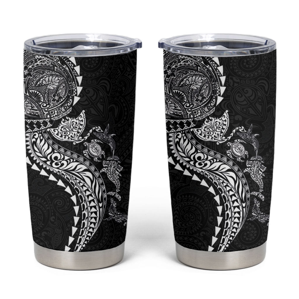 Hawaiian Kakau Tribal Sea Animals Tattoos Tumbler Cup Black Color LT03 Black - Polynesian Pride