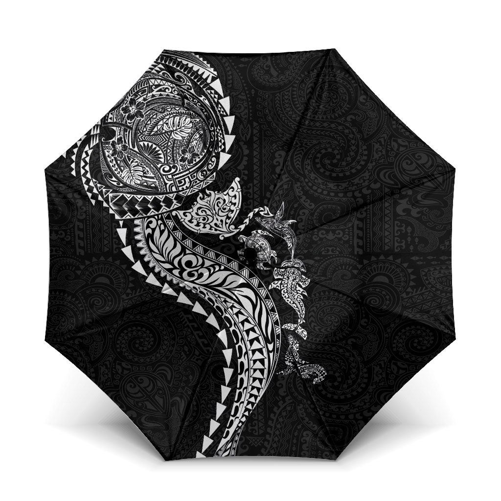 Hawaiian Kakau Tribal Sea Animals Tattoos Umbrella Black Color