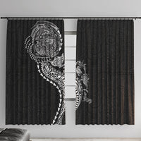 Hawaiian Kakau Tribal Sea Animals Tattoos Window Curtain Black Color LT03 With Hooks Black - Polynesian Pride