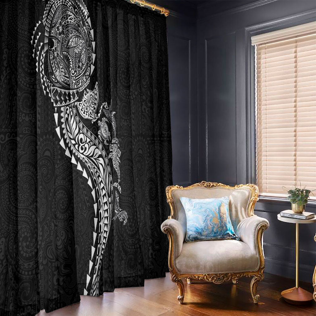 Hawaiian Kakau Tribal Sea Animals Tattoos Window Curtain Black Color LT03 - Polynesian Pride