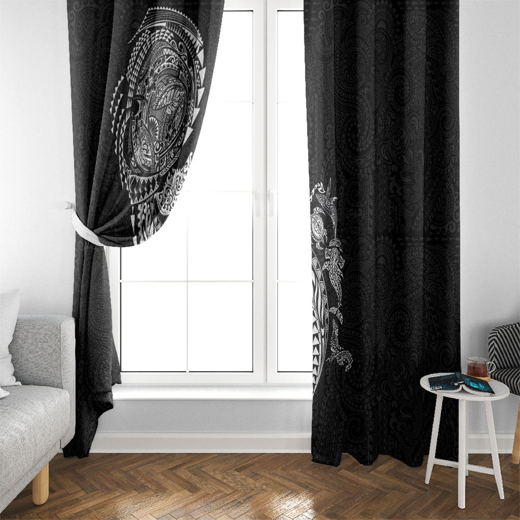 Hawaiian Kakau Tribal Sea Animals Tattoos Window Curtain Black Color LT03 - Polynesian Pride