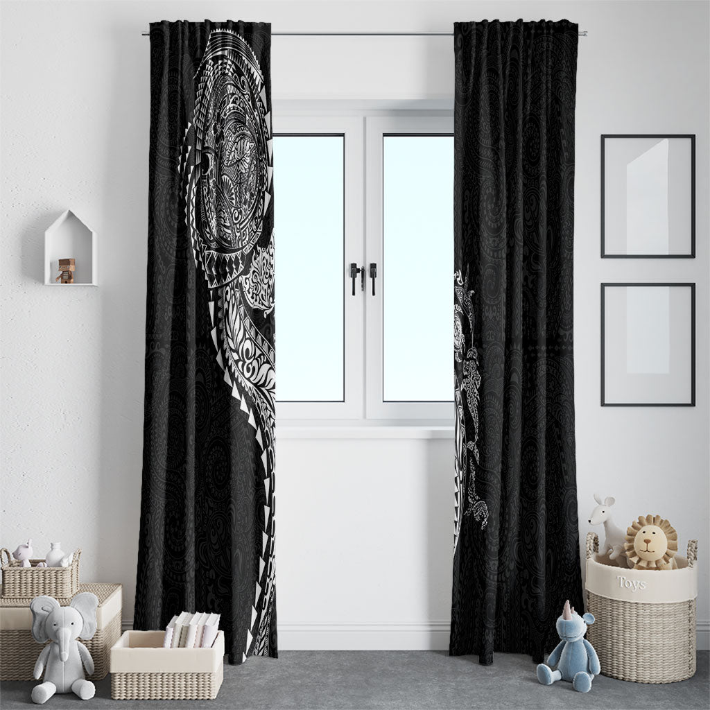 Hawaiian Kakau Tribal Sea Animals Tattoos Window Curtain Black Color LT03 - Polynesian Pride