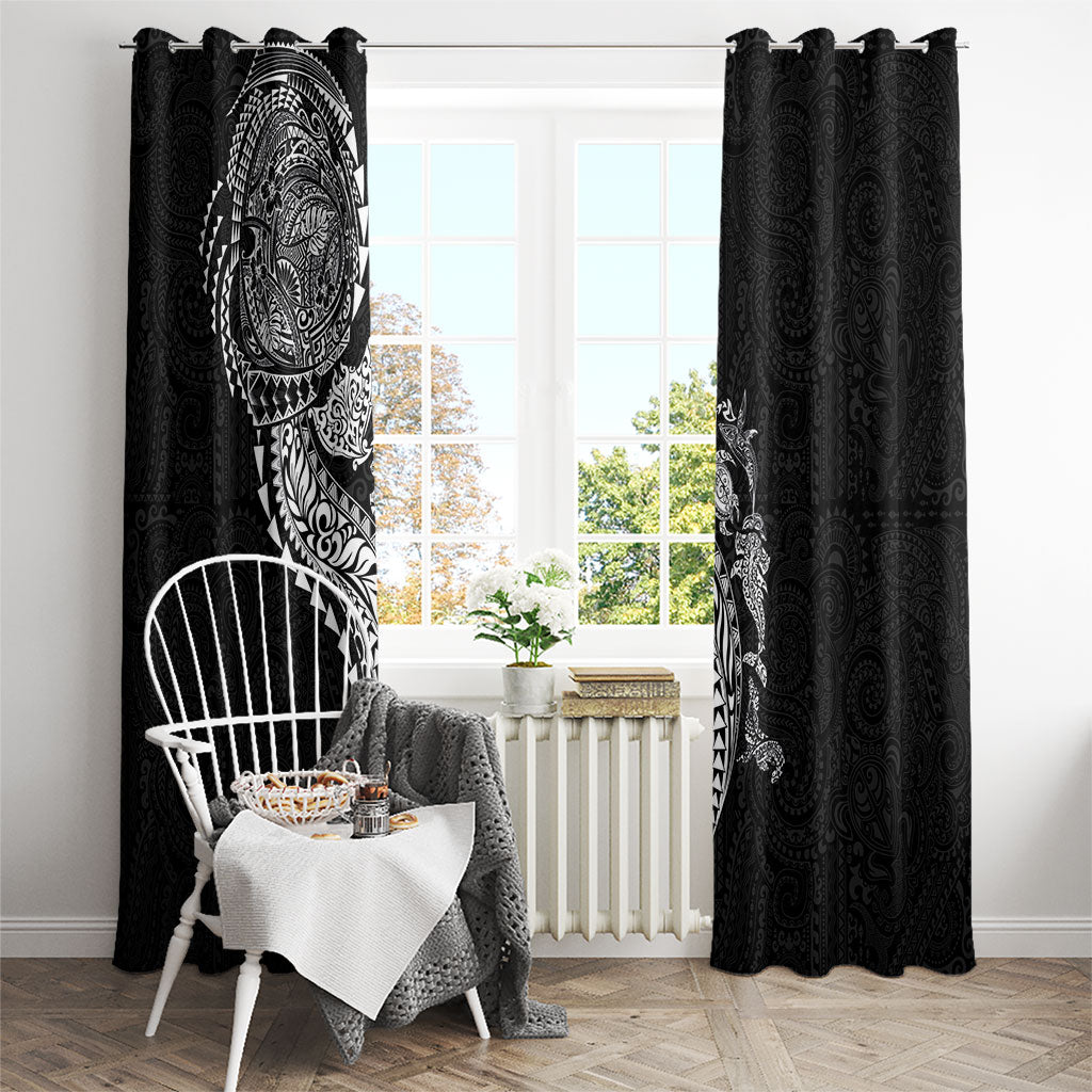 Hawaiian Kakau Tribal Sea Animals Tattoos Window Curtain Black Color LT03 - Polynesian Pride