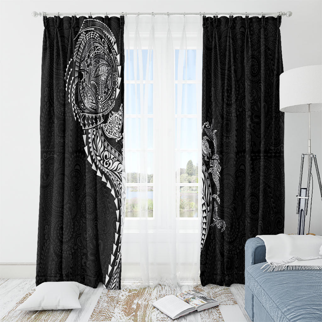 Hawaiian Kakau Tribal Sea Animals Tattoos Window Curtain Black Color LT03 - Polynesian Pride