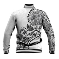 Hawaiian Kakau Tribal Sea Animals Tattoos Baseball Jacket White Color