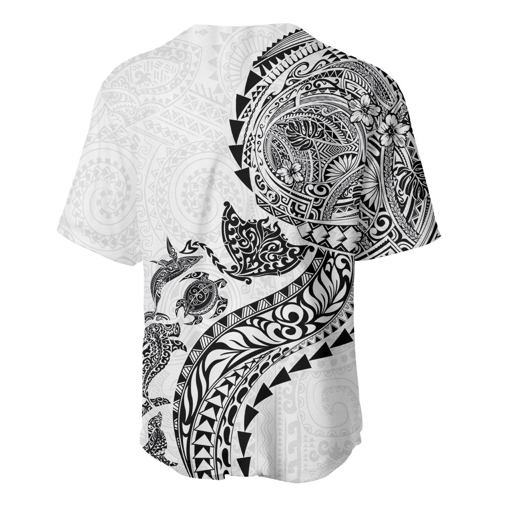 Hawaiian Kakau Tribal Sea Animals Tattoos Baseball Jersey White Color LT03 - Polynesian Pride