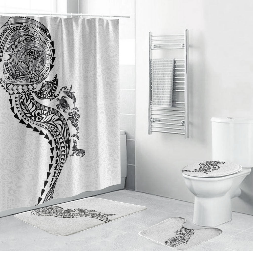 Hawaiian Kakau Tribal Sea Animals Tattoos Bathroom Set White Color