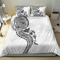 Hawaiian Kakau Tribal Sea Animals Tattoos Bedding Set White Color