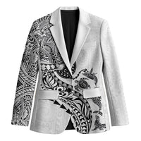 Hawaiian Kakau Tribal Sea Animals Tattoos Blazer White Color