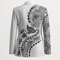 Hawaiian Kakau Tribal Sea Animals Tattoos Blazer White Color