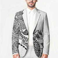 Hawaiian Kakau Tribal Sea Animals Tattoos Blazer White Color
