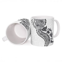 Hawaiian Kakau Tribal Sea Animals Tattoos Ceramic Mug White Color
