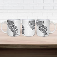 Hawaiian Kakau Tribal Sea Animals Tattoos Ceramic Mug White Color