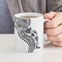 Hawaiian Kakau Tribal Sea Animals Tattoos Ceramic Mug White Color