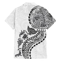 Hawaiian Kakau Tribal Sea Animals Tattoos Family Matching Puletasi and Hawaiian Shirt White Color LT03 - Polynesian Pride