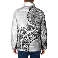 Hawaiian Kakau Tribal Sea Animals Tattoos Padded Jacket White Color